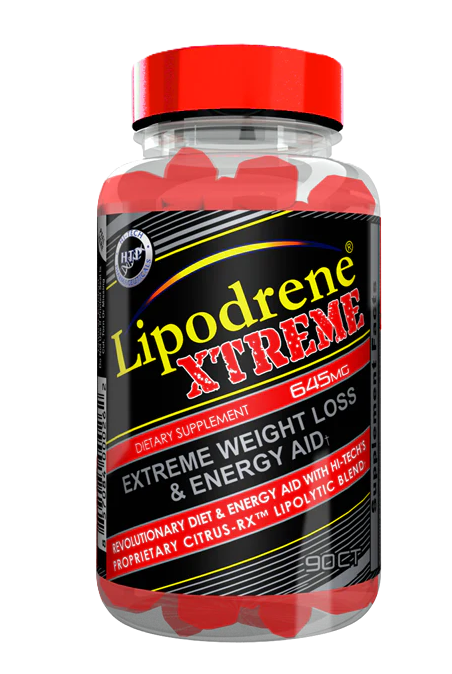 Hi-Tech Pharma Lipodrene Xtreme 90 Tablets fat burner extreme energy and appetite control supplement bottle from TigerFitness