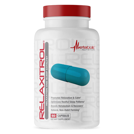 Metabolic Nutrition Relaxitrol Bottle Front 60 Capsules – Sleep Aid, Stress Relief & Recovery Support Supplement | TigerFitness