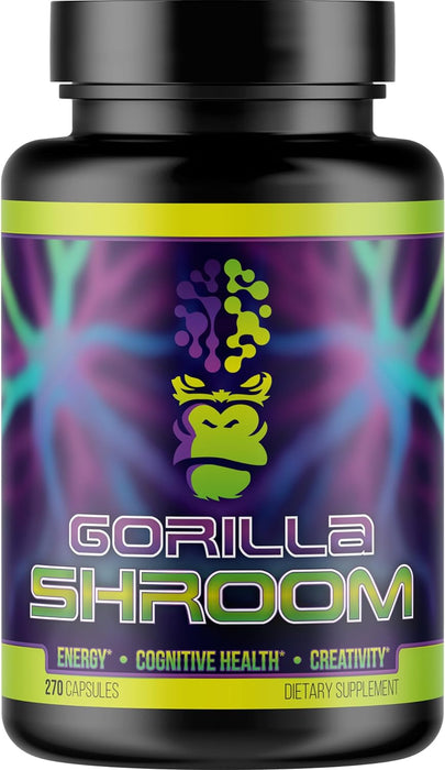 Gorilla Mind Gorilla Shroom Nootropic Bottle Front 270 Capsules | TigerFitness.com