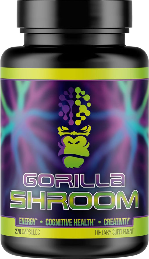 Gorilla Mind Gorilla Shroom Nootropic Bottle Front 270 Capsules | TigerFitness.com