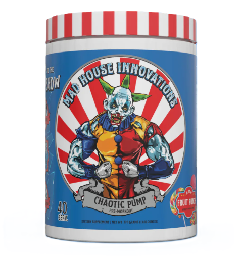 Mad House Innovations Chaotic Pump Non-Stim Fruit Punch | Caffeine-Free Nitric Oxide Pump Pre-Workout | TigerFitness.com
