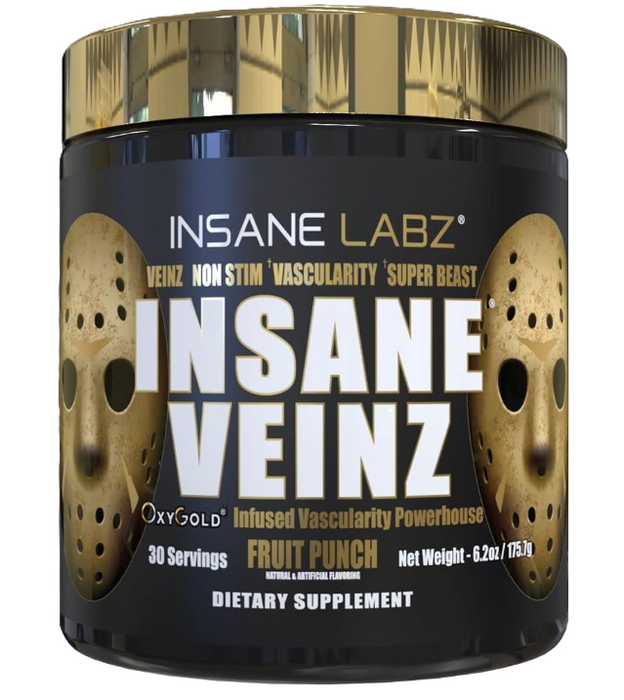 Insane Labz Insane Veinz Gold Pre-Workout | Stimulant-Free Pump Formula | 30 Servings | Shop TigerFitness.com