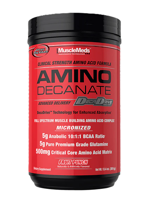 MuscleMeds Amino Decanate – 10:1:1 BCAA Muscle Recovery & Performance Formula 30 Servings Fruit Punch | Tigerfitess.com