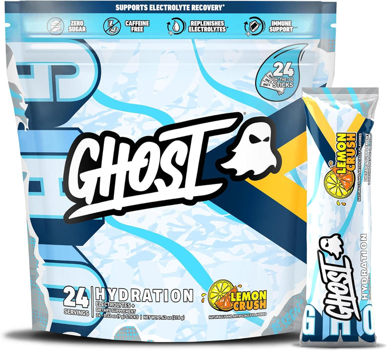 GHOST Hydration electrolyte drink mix stick packs for daily hydration and performance 12 or 24 Pack Options