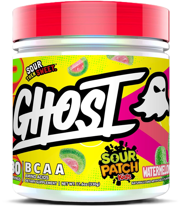 GHOST BCAA Sour Patch Kids Watermelon  amino acid powder supplement for muscle recovery and hydration 30 Servings 