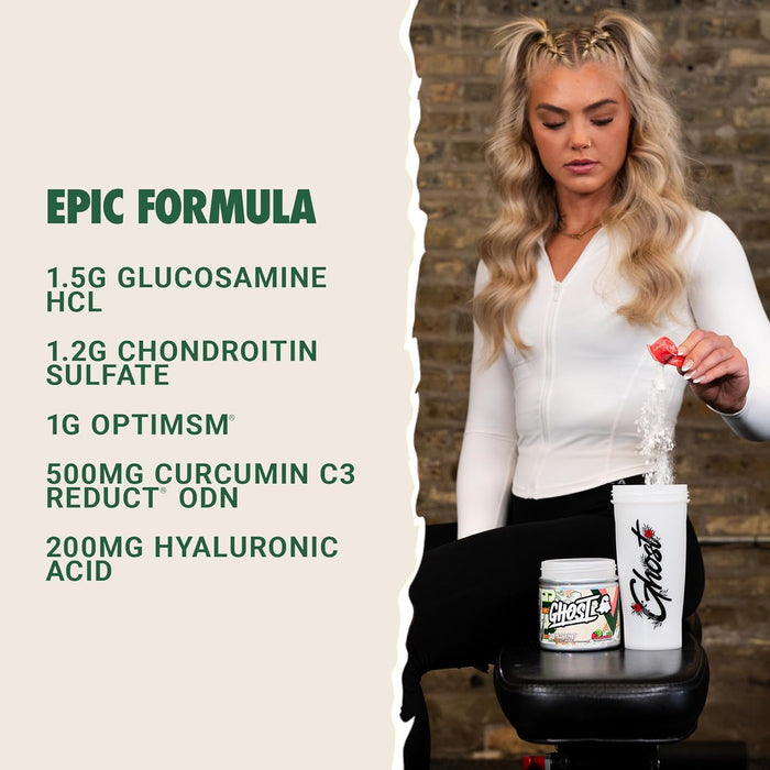 GHOST Joint supplement facts label showing joint support ingredients and serving information