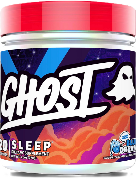 GHOST Sleep nighttime sleep support powder supplement container for relaxation and recovery 20 Servings, Blue Dreams Flavor