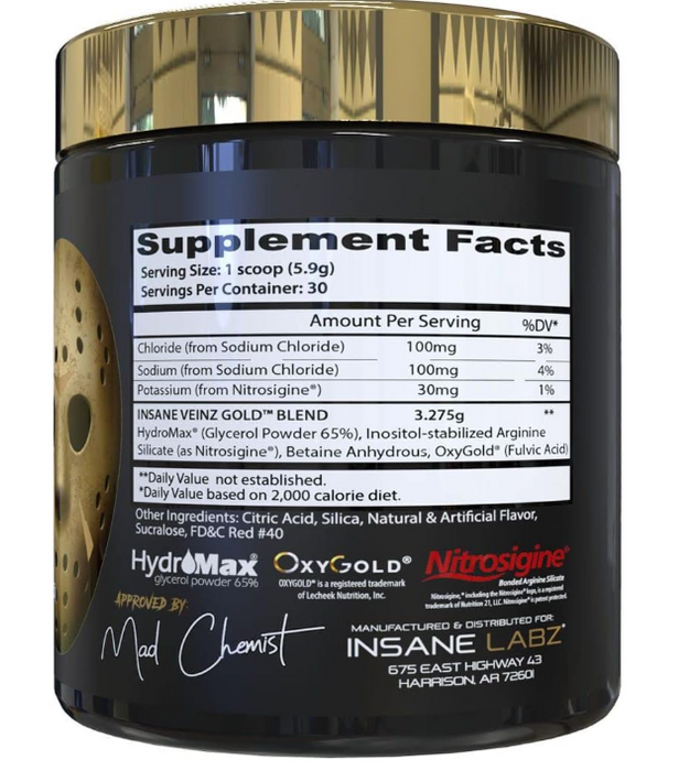 Insane Labz Insane Veinz Gold | Stimulant-Free Pre-Workout Pumps & Endurance