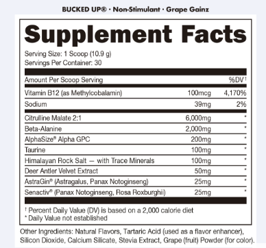 Bucked Up Non-Stimulant Pre-Workout