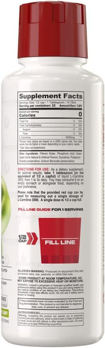 Supplement Facts Green Apple Candy  – Metabolic Nutrition L-Carnitine 3500 Ingredients – TigerFitness