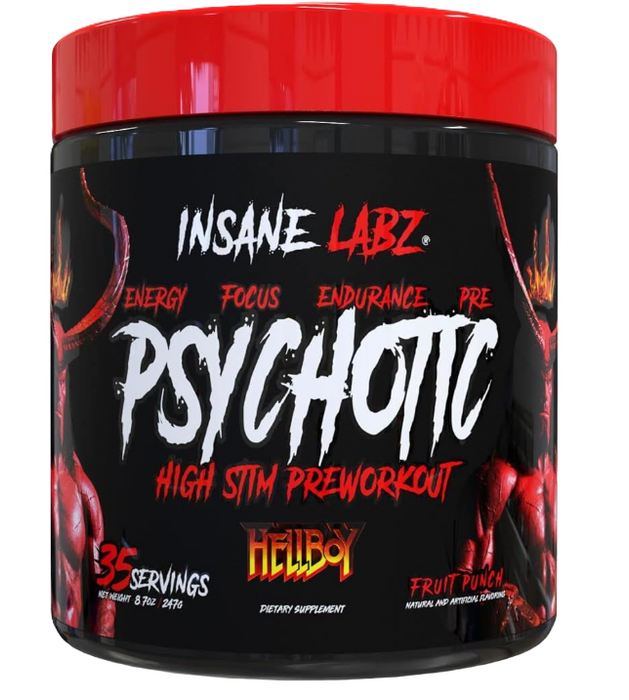 Insane Labz Psychotic Hellboy Fruit Punch Pre-Workout | Extreme High-Stim Energy, Focus & Pump Formula | Shop TigerFitness.com