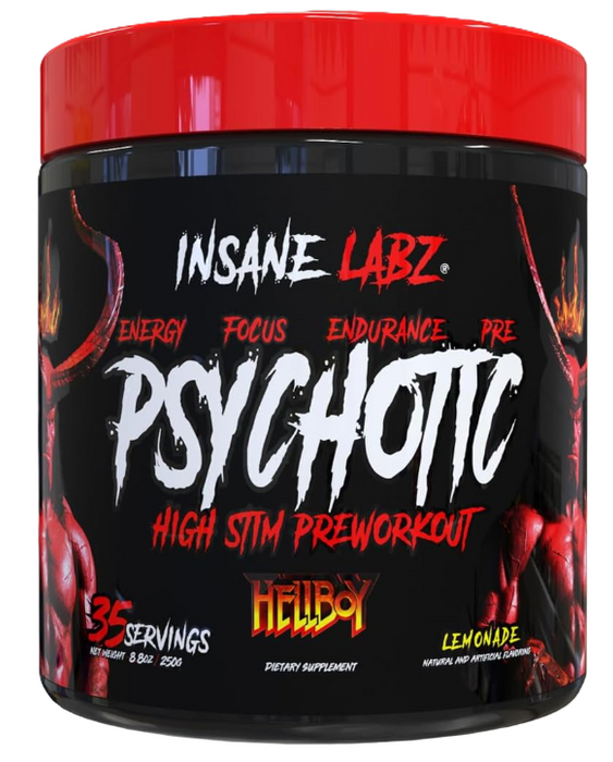 Insane Labz Psychotic Hellboy Lemonade Pre-Workout | Extreme High-Stim Energy, Focus & Pump Formula | Shop TigerFitness.com