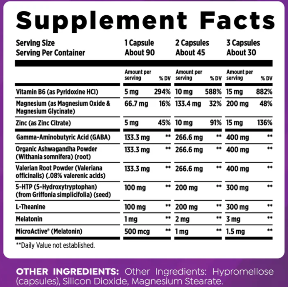 HTLT Delta Sleep Supplement Facts, Ingredients, and Usage Directions 90 Capsules 