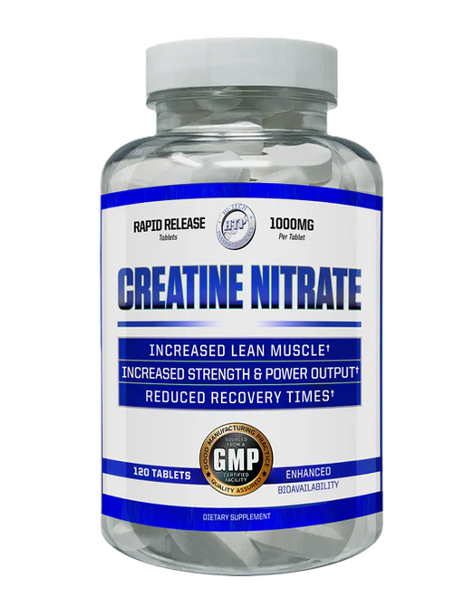 Hi-Tech Pharma Creatine Nitrate 120 Tablets strength endurance and muscle pump supplement bottle from Tiger Fitness