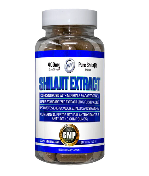 Hi-Tech Pharmaceuticals Shilajit Extract energy stamina and vitality herbal supplement bottle from TigerFitness
