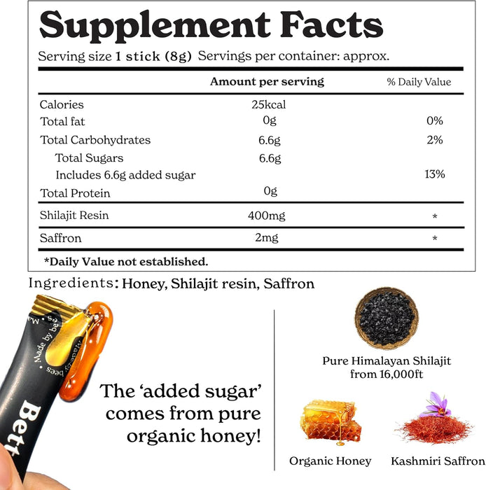 BetterAlt Shilajit Honey Sticks | On-The-Go Energy & Vitality Support