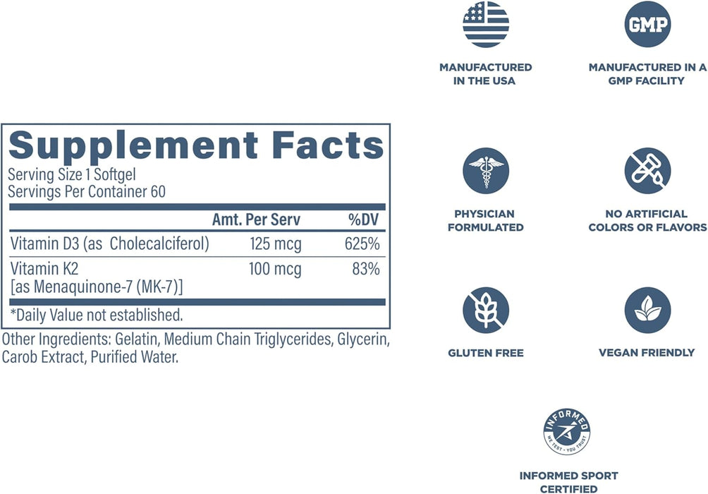 Revive MD Vitamin D3 & K2 | Bone, Muscle & Heart Support