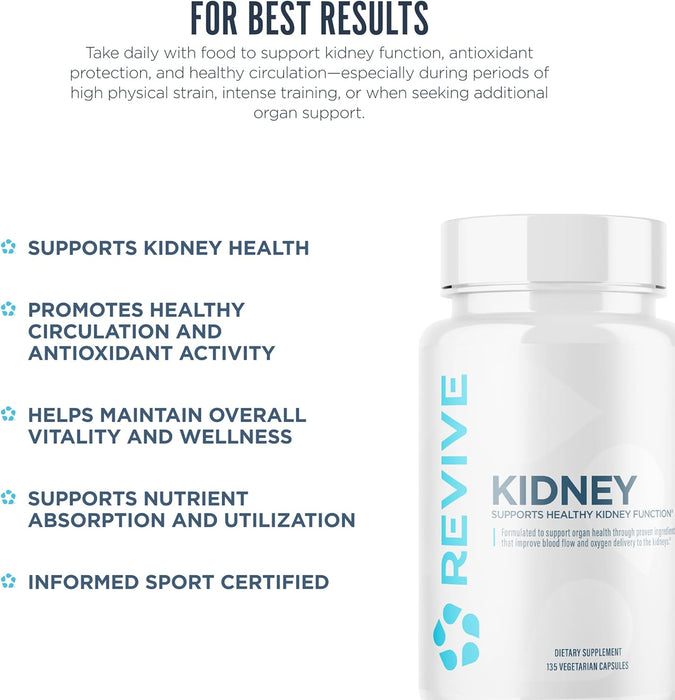 Vegetarian capsules from Revive MD Kidney supplement for daily kidney support 135 Vegetarian Capsules 