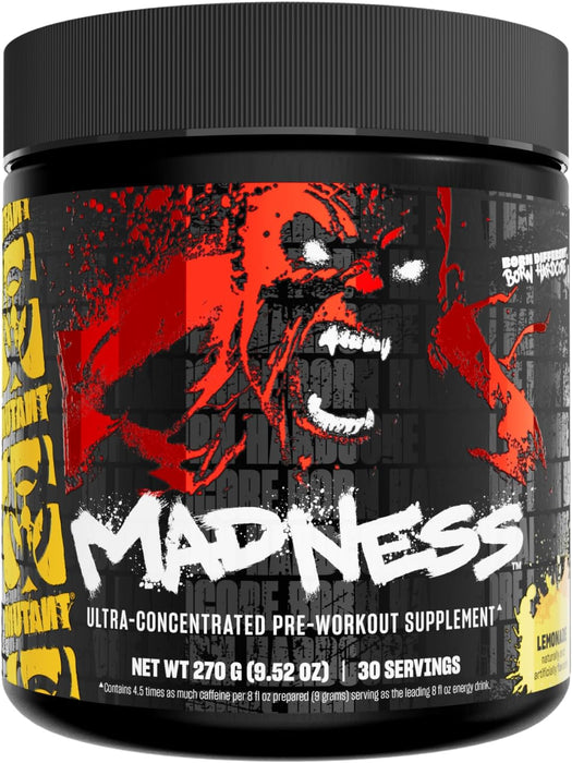 MUTANT Madness Pre-Workout 30 Servings Lemonade  – High-Stim Energy & Focus Formula – TigerFitness