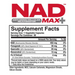 Metabolic Nutrition NAD Max+ Supplement Facts & Ingredients Label 30 Servings – Cellular Energy and Anti-Aging Support Formula | TigerFitness