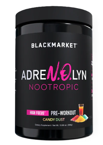 BlackMarket AdreNOlyn Nootropics Pre-Workout Supplement 25 Servings Candy Dust