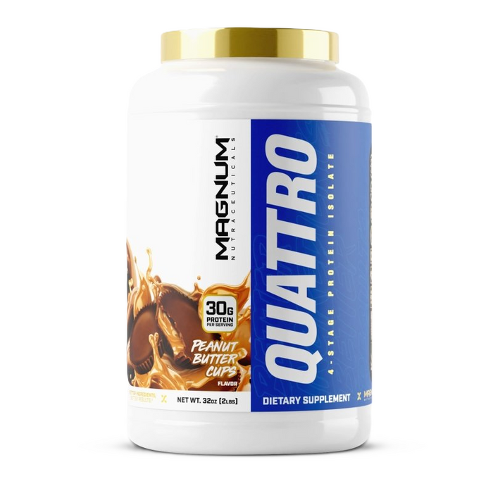 Magnum Quattro 2lb Peanut Butter Cups 4-Stage Protein Isolate Blend Front – TigerFitness.com