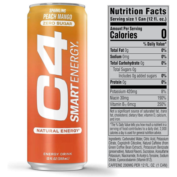 Cellucor C4 Smart Energy RTD | Nootropic Energy Drink for Focus & Performance