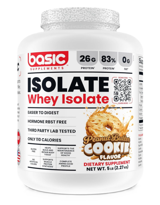 Basic Supplements Basic Isolate Peanut Butter Cookie Whey Protein 5lb – TigerFitness.com