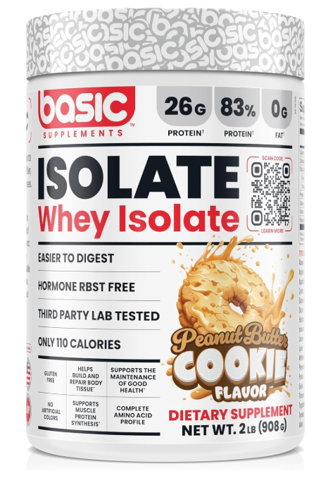 Basic Supplements Basic Isolate Peanut Butter Cookie Whey Protein 2lb – TigerFitness.com