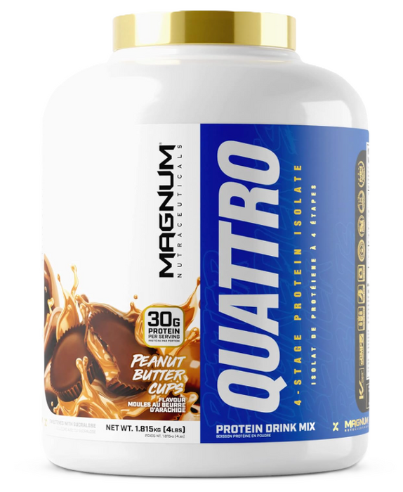 Magnum Quattro 4lb Peanut Butter Cups 4-Stage Protein Isolate Blend Front – TigerFitness.com