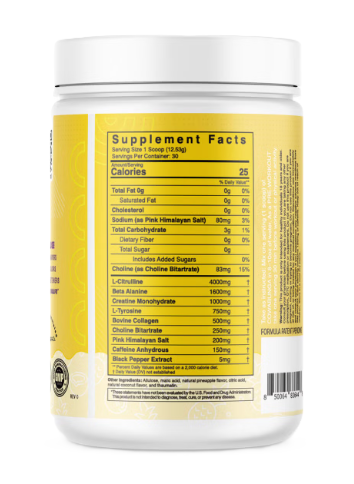 BullFit Cowabunga Piña Colada Supplement Facts Label BCAA Energy | TigerFitness