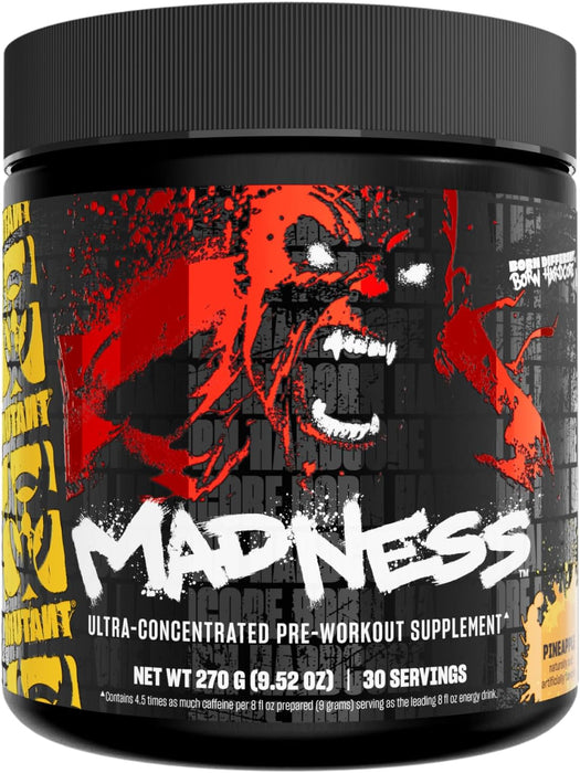 MUTANT Madness Pre-Workout Pineapple 30 Servings– High-Stim Energy & Focus Formula – TigerFitness