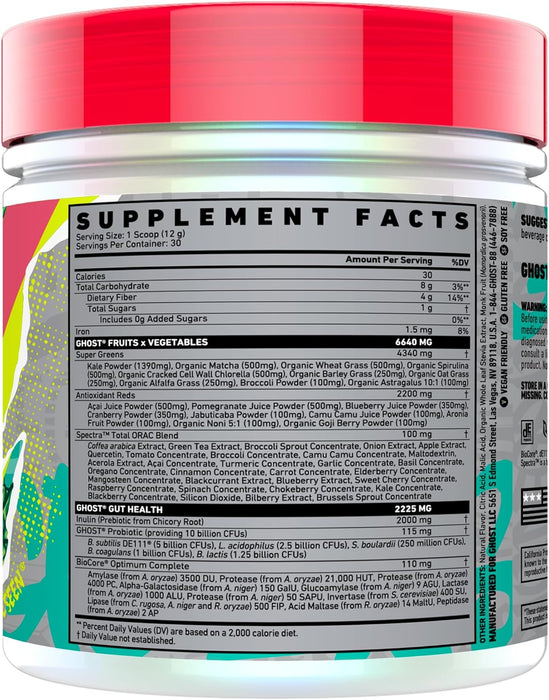 GHOST Greens Supplement Facts Label – Ingredients & Nutrition | TigerFitness