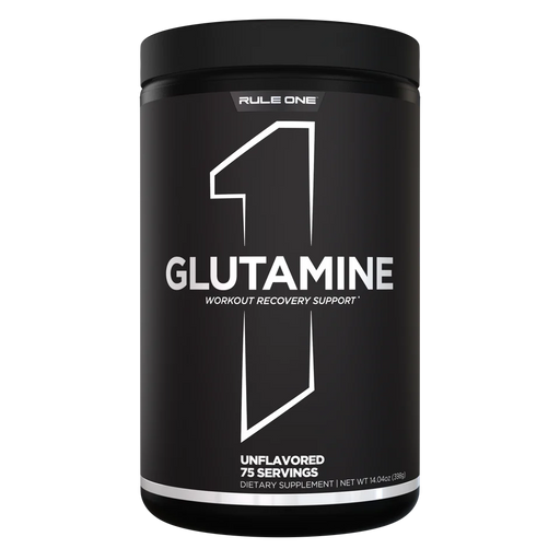 Rule 1 Micronized Glutamine powder supplement for muscle recovery and gut support 75 Servings