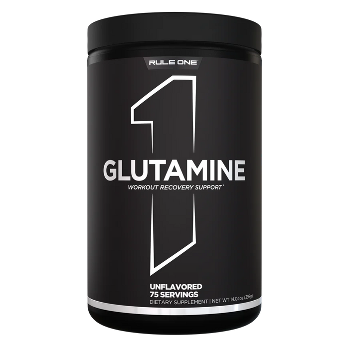 Rule 1 Micronized Glutamine powder supplement for muscle recovery and gut support 75 Servings