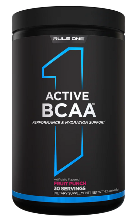 Active BCAA stim-free amino acid electrolyte drink supplement front label 30 Servings Fruit Punch