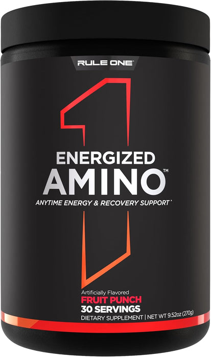 R1 Energized Amino Fruit Punch amino acid energy drink supplement front 30 Servings
