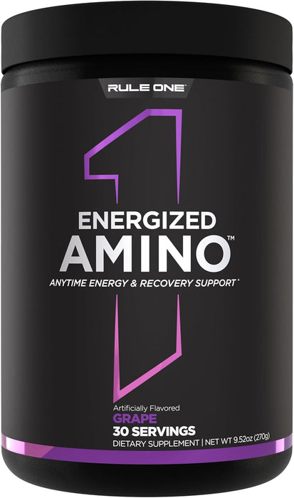 R1 Energized Amino Grape amino acid energy drink supplement front 30 Servings