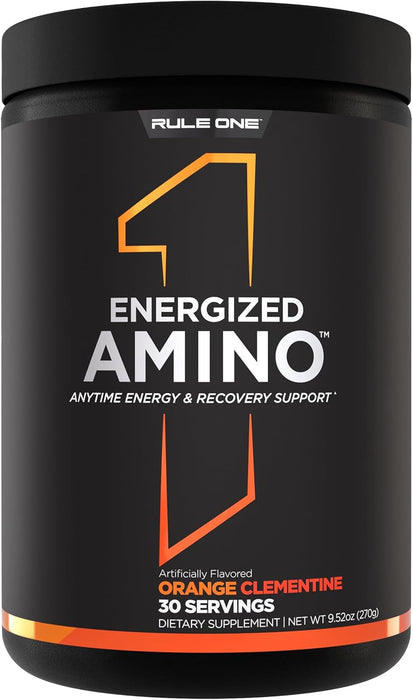 R1 Energized Amino Orange Clementine amino acid energy drink supplement front label 30 Servings