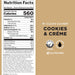 Rule 1 Clean Gainer supplement facts panel showing calories protein and carbs 30 Servings, Cookies & Creme