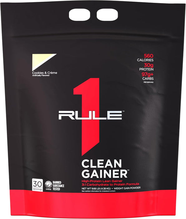 30 Servings, Cookies & Creme Rule 1 Clean Gainer lean mass weight gainer protein powder 