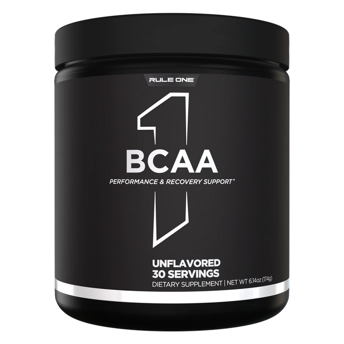 R1 BCAAs Unflavored branched-chain amino acids supplement front label 30 Servings