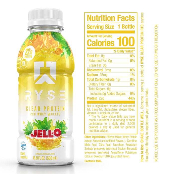 RYSE Clear Protein Drink – 22g Whey Isolate (12 Pack)