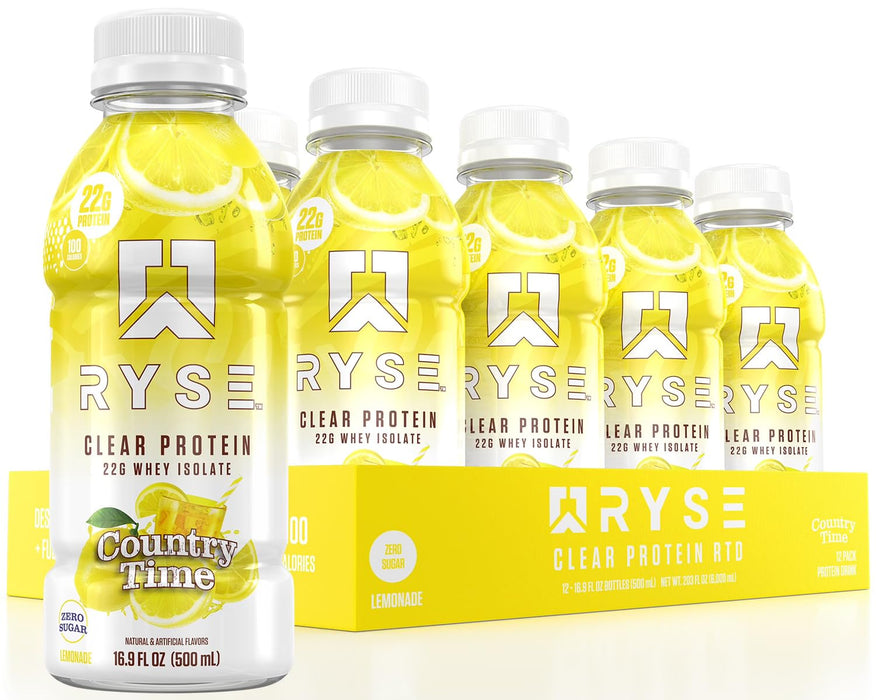 RYSE Clear Protein Drink – 22g Whey Isolate (12 Pack)