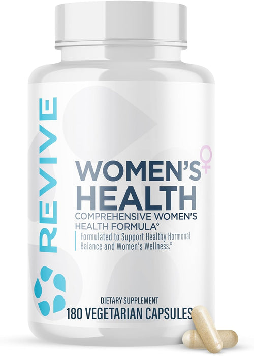 Revive MD Women’s Health dietary supplement bottle for women’s wellness and hormonal balance 180 Capsules