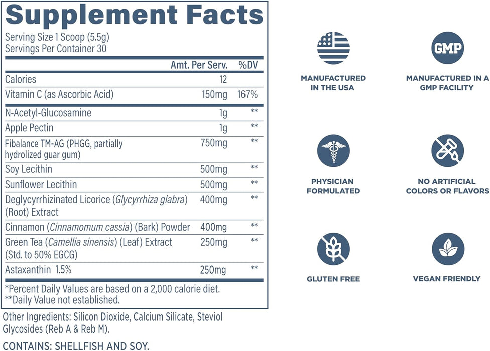 Revive MD GI Plus Supplement Facts panel 30 Servings ingredients for gut lining, digestive comfort, and bowel support.