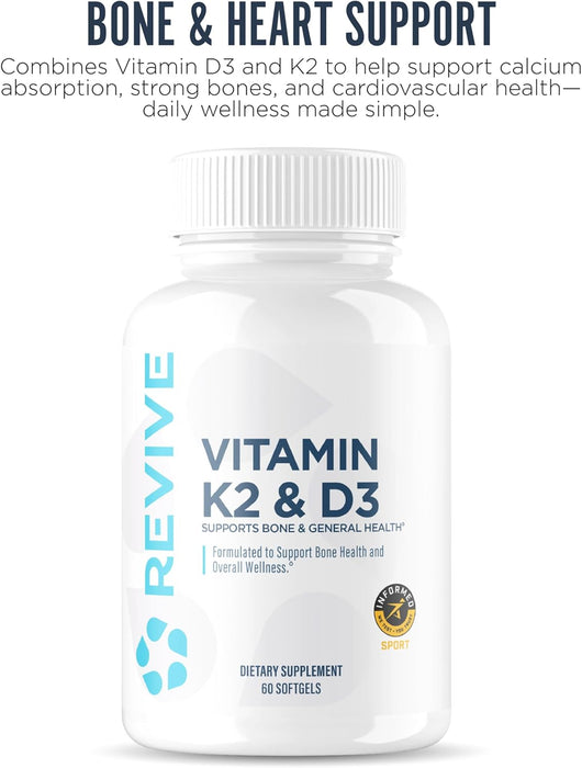 Revive MD Vitamin D3 & K2 | Bone, Muscle & Heart Support