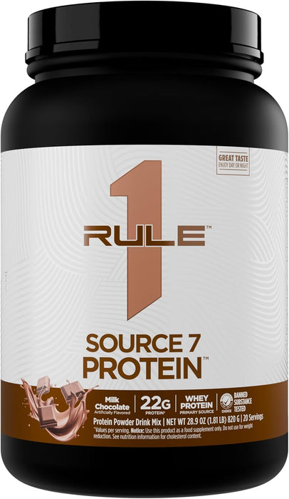 Rule 1 Source 7 Protein multi-source protein powder for anytime muscle recovery and daily nutrition 2lb, Milk Chocolate