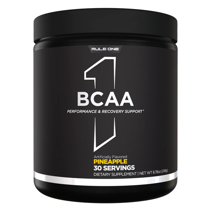 R1 BCAAs Pineapple Blast branched-chain amino acids supplement front label 30 Servings