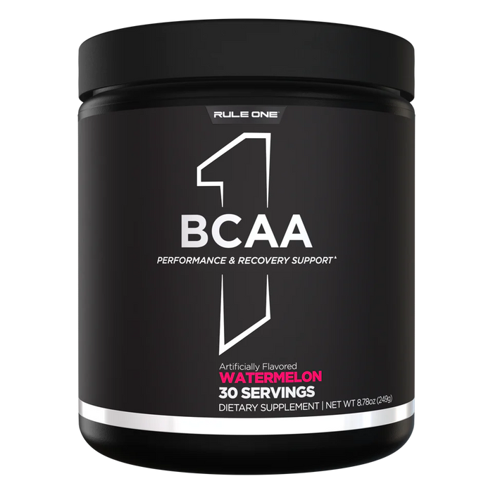 R1 BCAAs Watermelon Splash branched-chain amino acids supplement front label 30 Servings